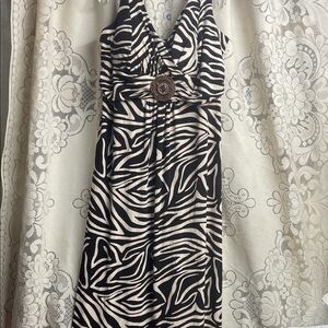 Enfocus Studio Brown and Tan Animal Print Tropical Maxi Dress